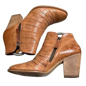 Paul Green Boots UK 7.5 US 9.5 Malibu Leather Ankle Bootie Brown Sliced Zip Up